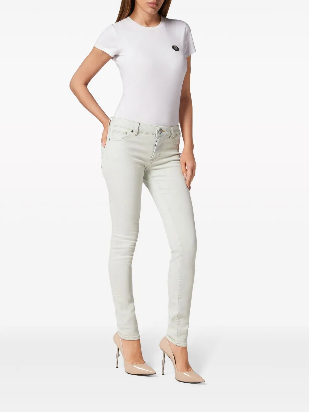 Logo-Appliqué Denim Leggings