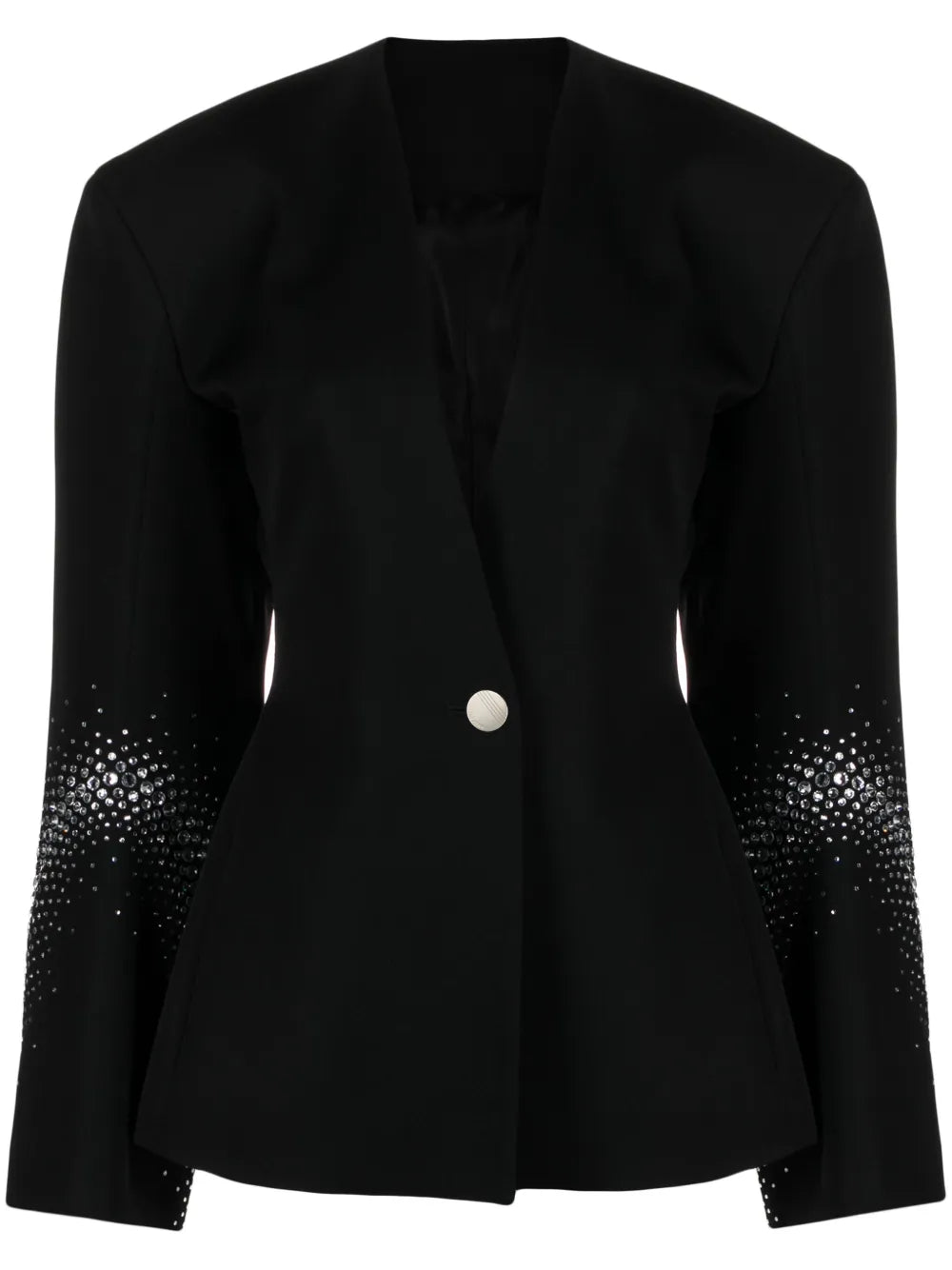 Rhinestone-Embellished Wool Blazer