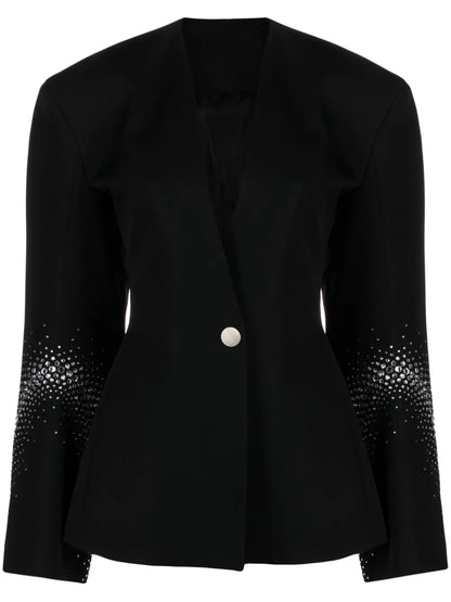 Rhinestone-Embellished Wool Blazer