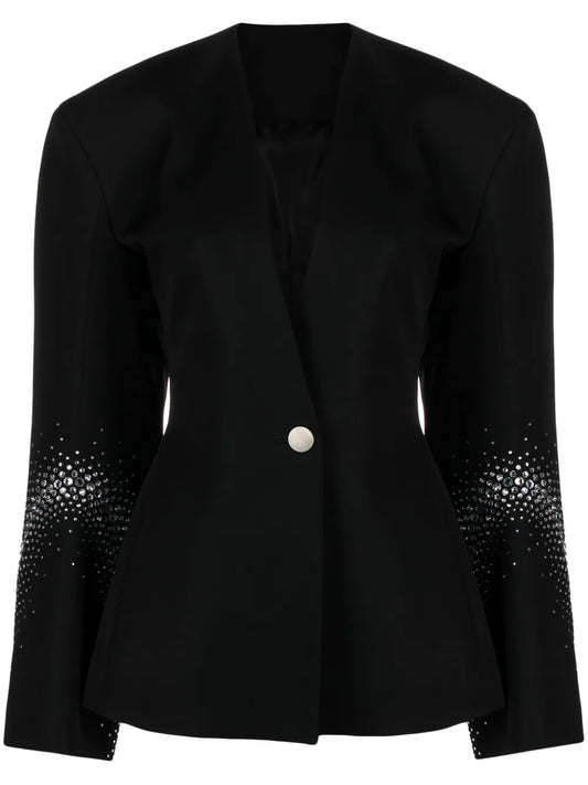Rhinestone-Embellished Wool Blazer