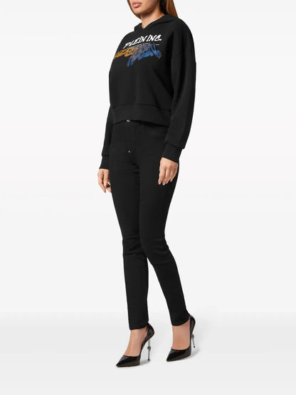 Logo-Print Cropped Hoodie