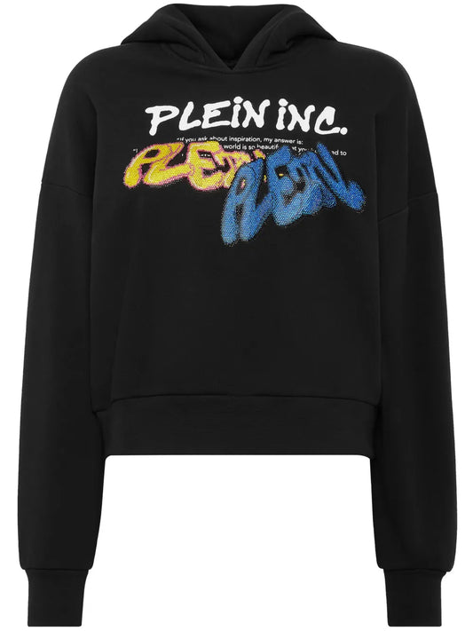 Logo-Print Cropped Hoodie