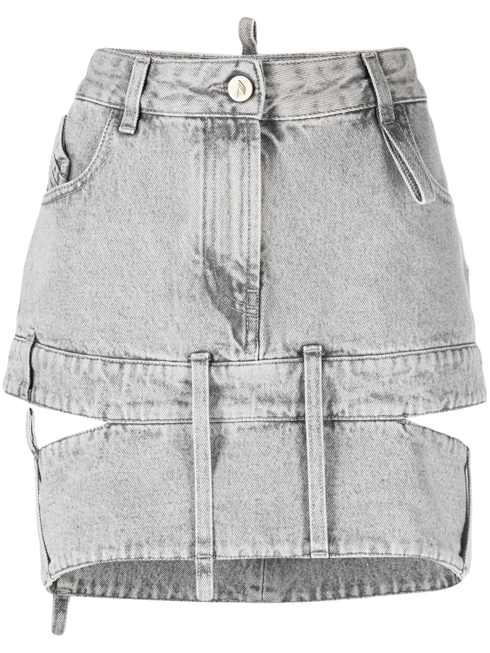 Cut-Out Denim Mini Skirt