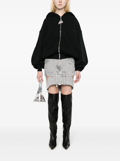 Cut-Out Denim Mini Skirt