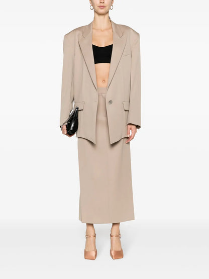 Panelled Twill Midi Skirt