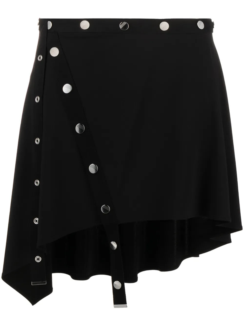 Button-Embellished Asymmetric Miniskirt