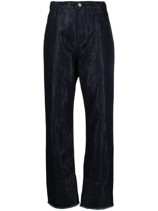 Lurex High-Rise Wide-Leg Jeans