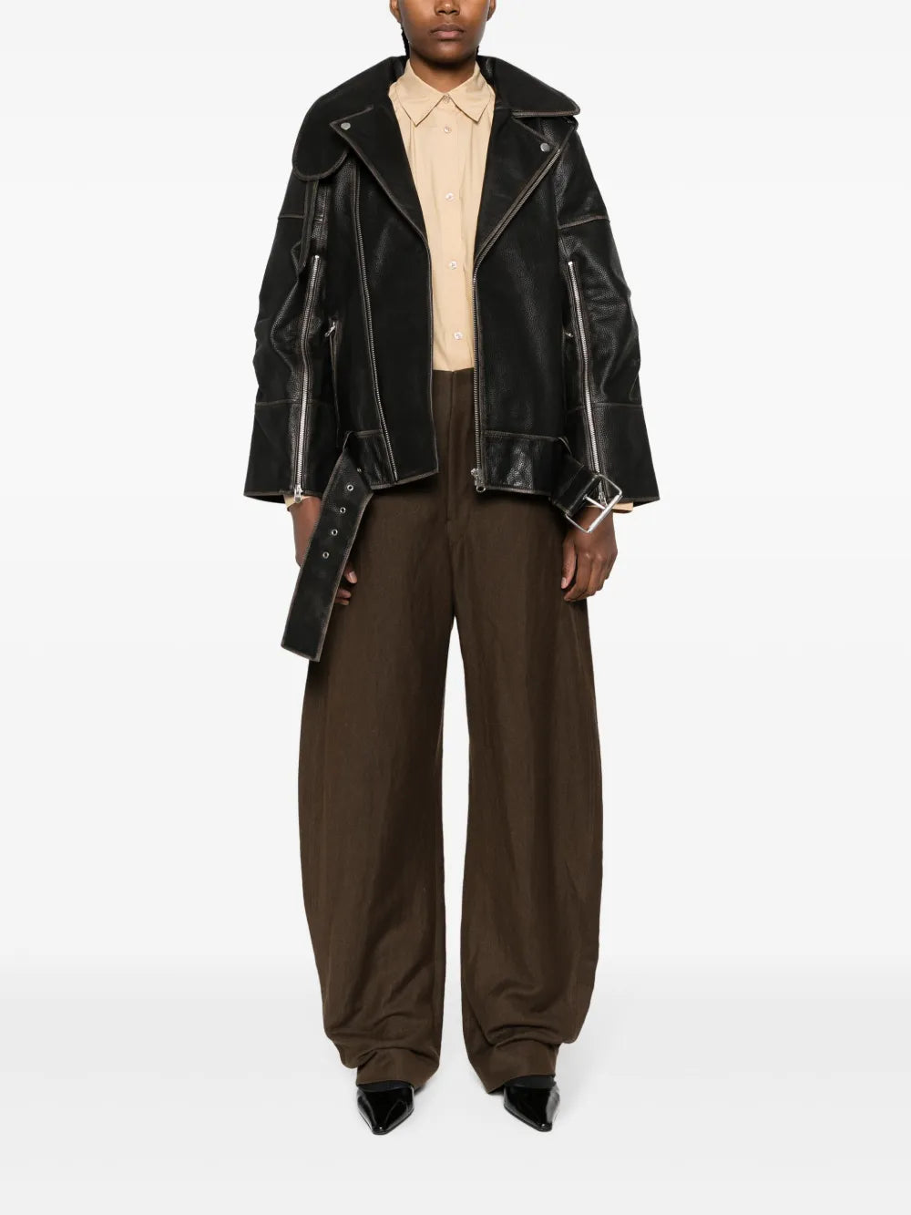 Beatrisse Leather Biker Jacket