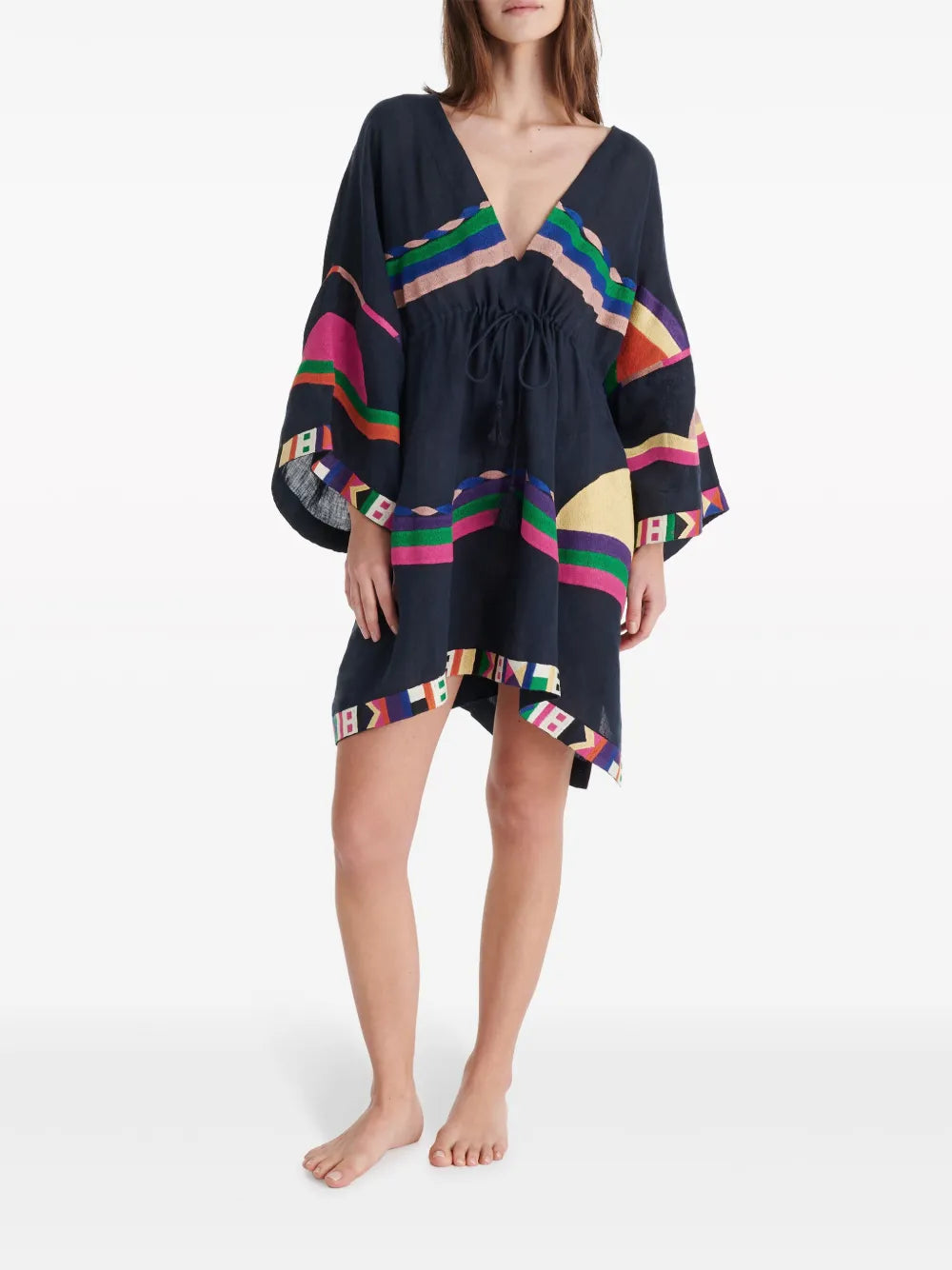 Solar Embroidered Linen Kaftan