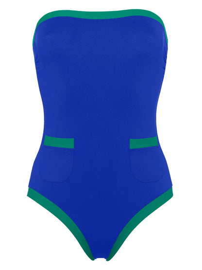 Noche Contrast-Trim Bustier Swimsuit