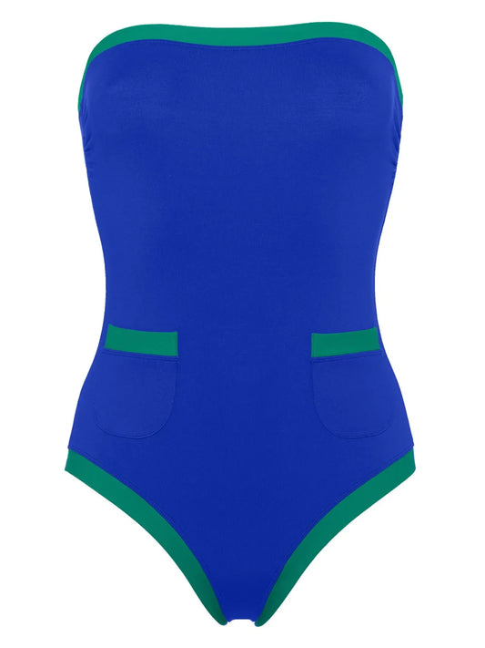 Noche Contrast-Trim Bustier Swimsuit