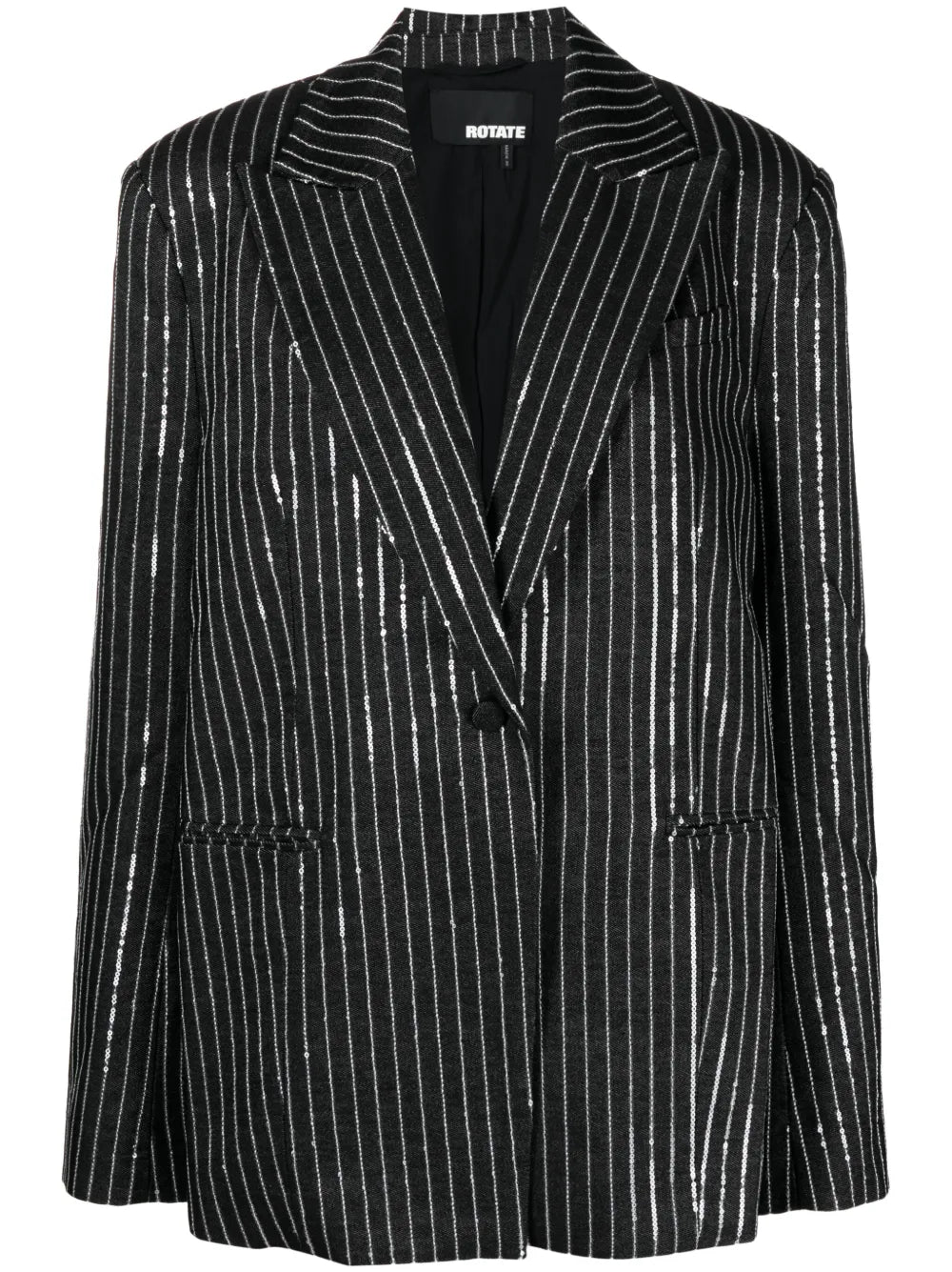 Sequinned Striped Single-Breasted Blazer
