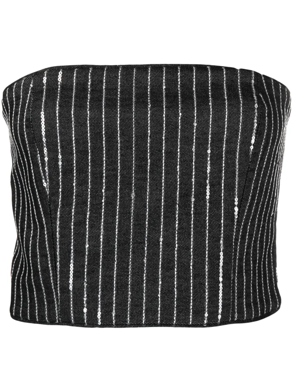 Sequinned Striped Crop Top