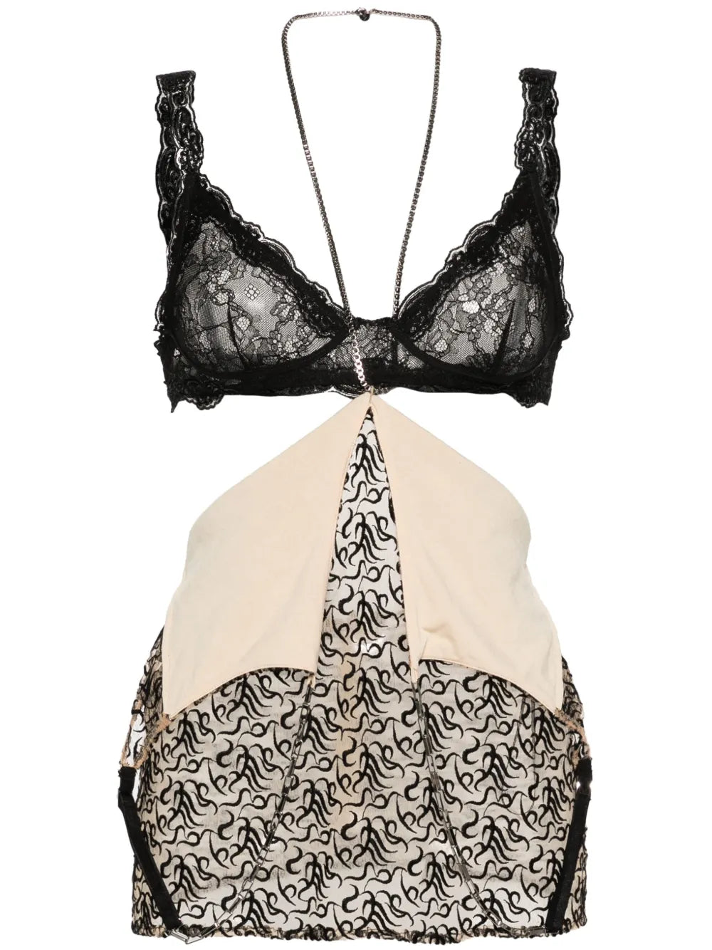 Logo-Embroidered Tulle Top