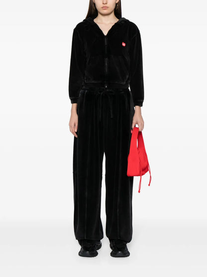 Logo-Appliqué Velour Track Pants