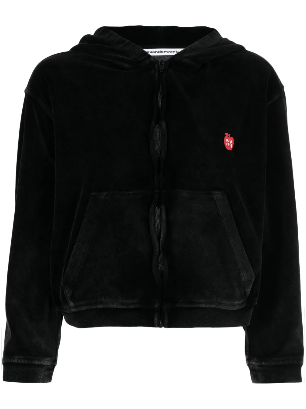 Logo-Appliqué Velour Zip Hoodie