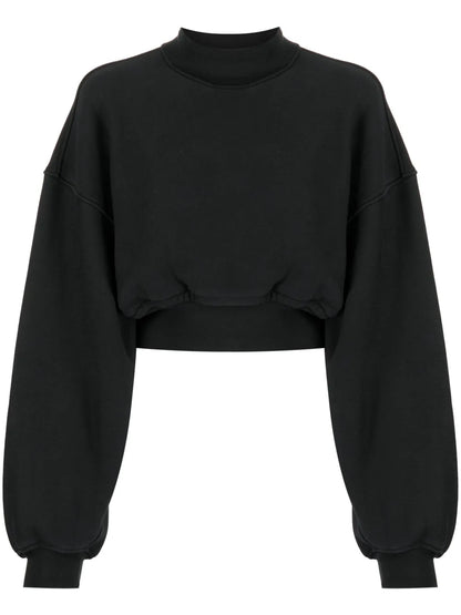 Mock-Neck Cropped Sweatshirt