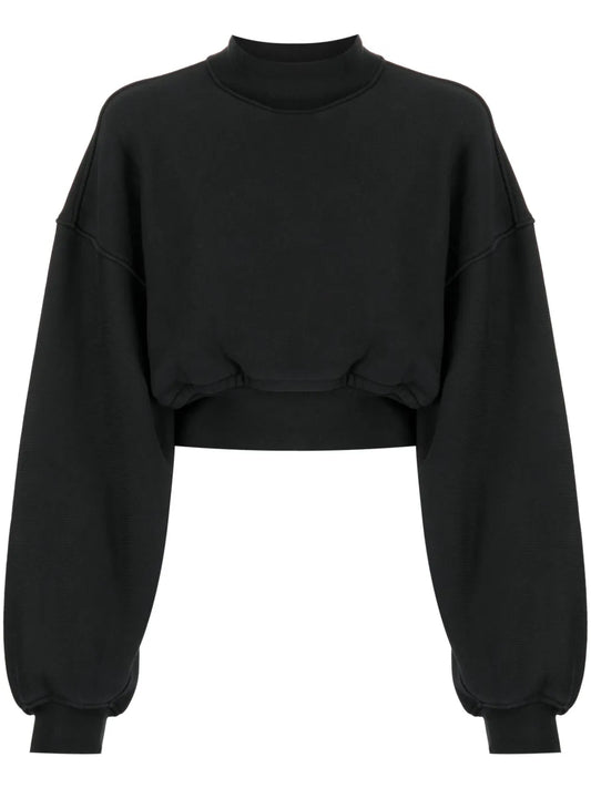 Mock-Neck Cropped Sweatshirt
