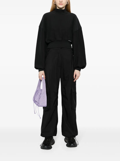 Mock-Neck Cropped Sweatshirt