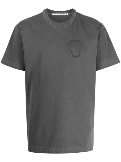 Statue Of Liberty-Embossed Crew Neck T-Shirt