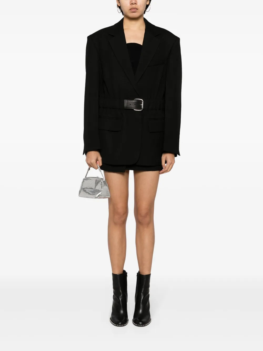 Belted Wool-Canvas Blazer
