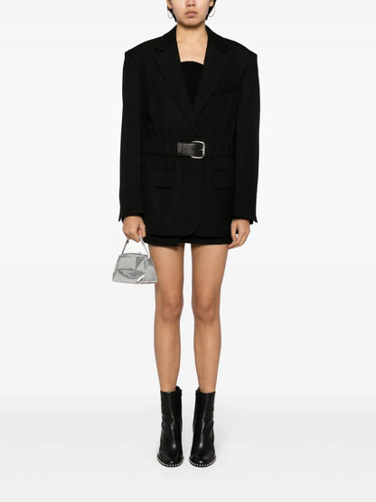 Belted Wool-Canvas Blazer