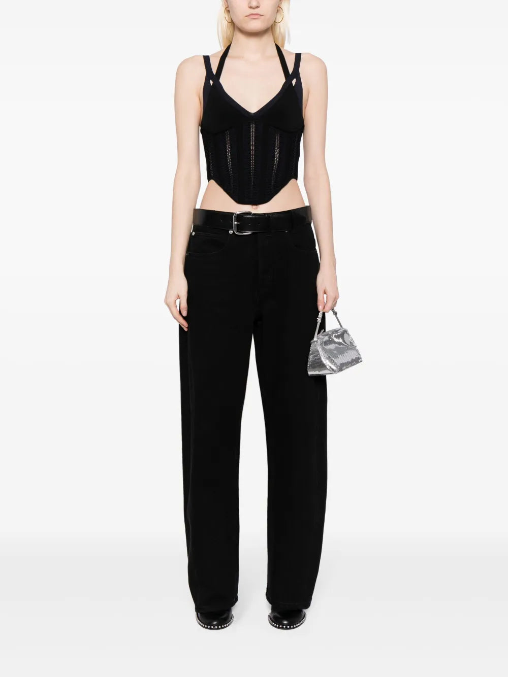Belted-Waist Wide-Leg Trousers