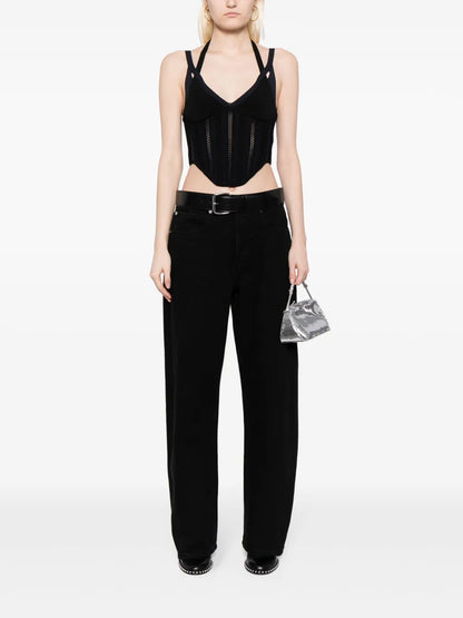 Belted-Waist Wide-Leg Trousers