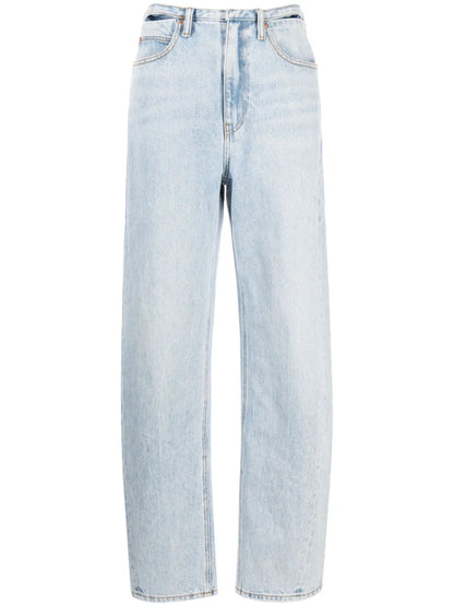 Cut-Out Cotton Straight Jeans