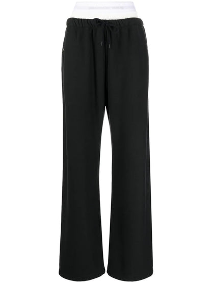 Layered-Design Cotton Track Pants