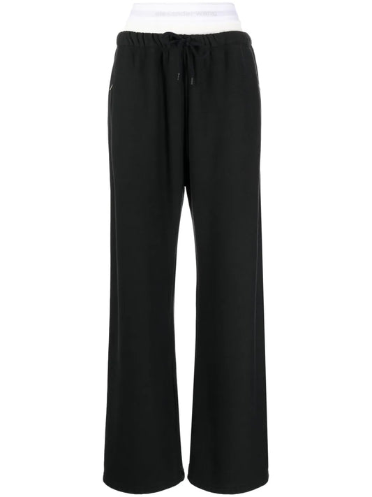 Layered-Design Cotton Track Pants
