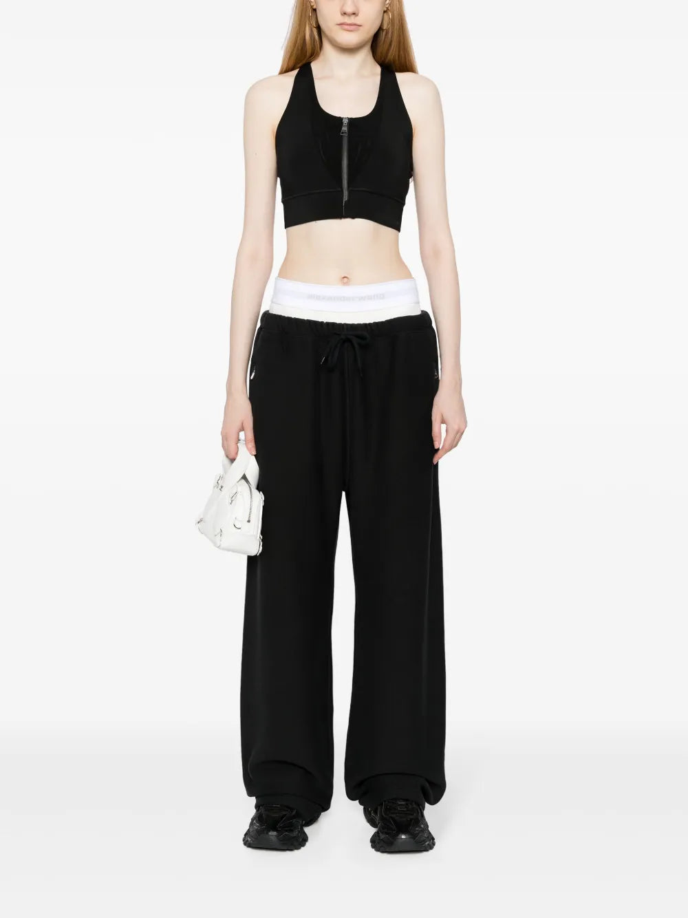 Layered-Design Cotton Track Pants