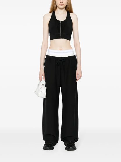 Layered-Design Cotton Track Pants