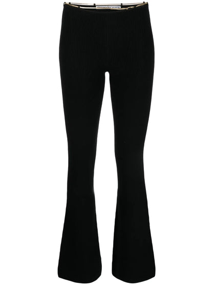 Ribbed Chain-Link Flared Trousers
