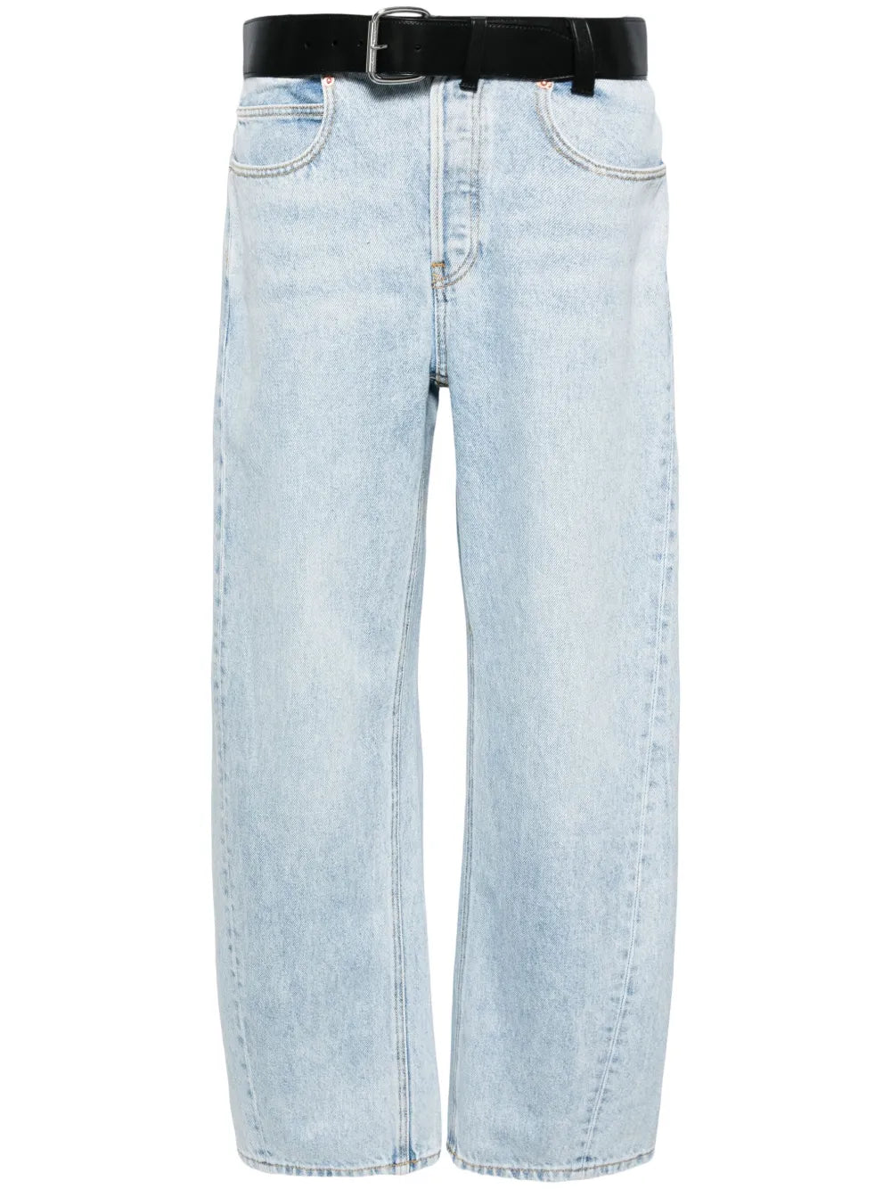 Belted-Waist Wide-Leg Trousers