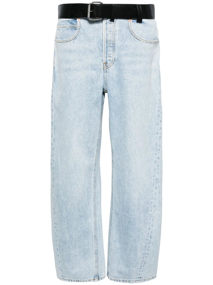 Belted-Waist Wide-Leg Trousers