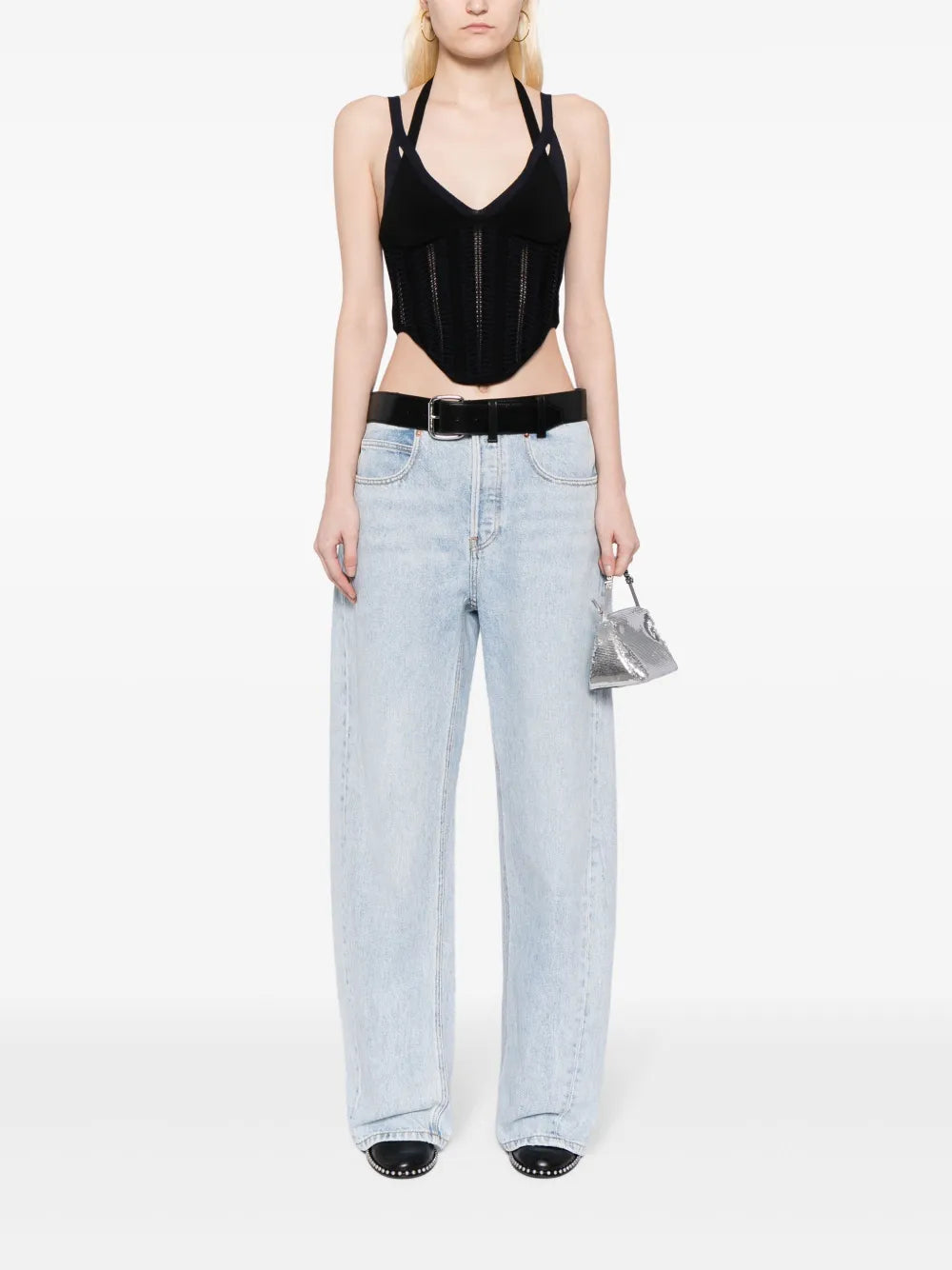 Belted-Waist Wide-Leg Trousers