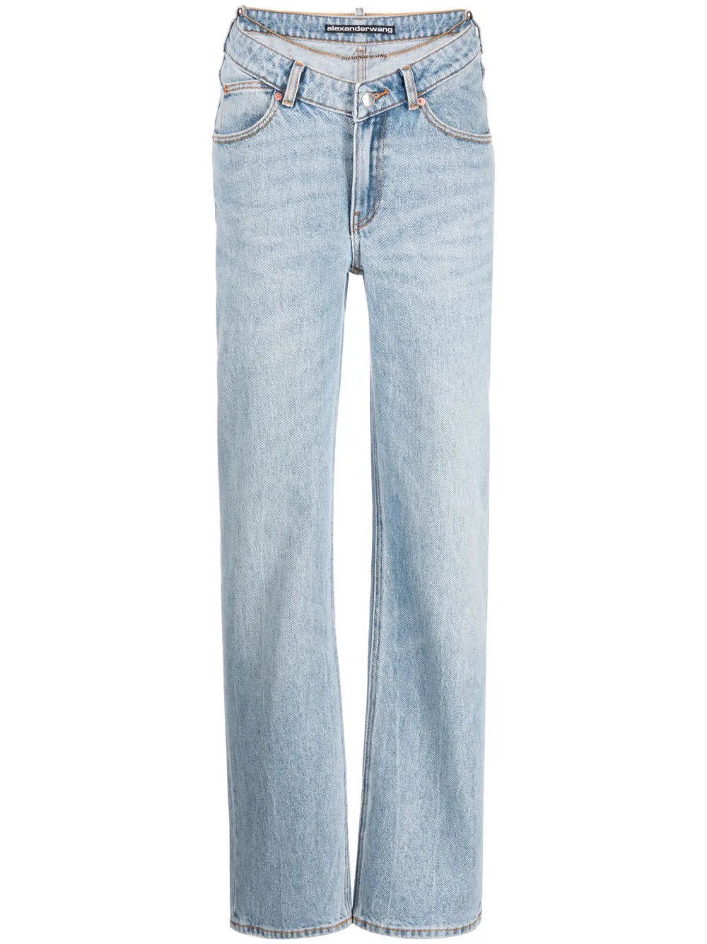 Cable-Chain Link Cotton Straight Jeans