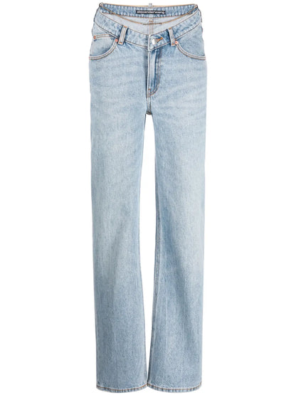 Cable-Chain Link Cotton Straight Jeans