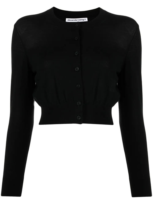 Logo-Embossed Cropped Cardigan