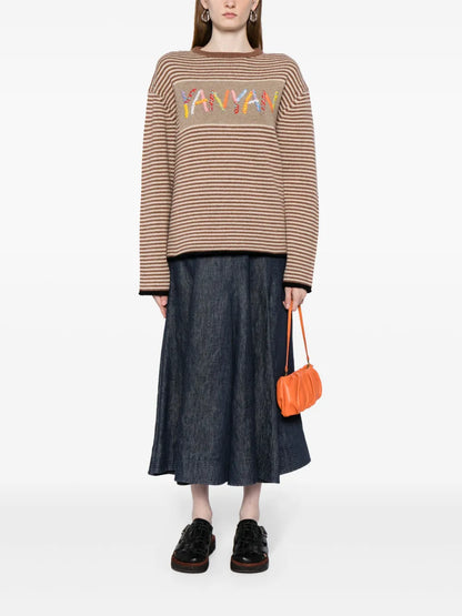 Logo-Embroidered Stripe-Pattern Jumper