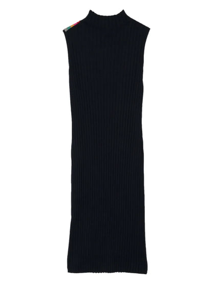 Swirl Ribbed-Knit Midi Dress