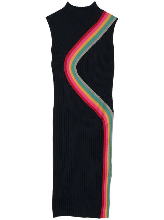 Swirl Ribbed-Knit Midi Dress