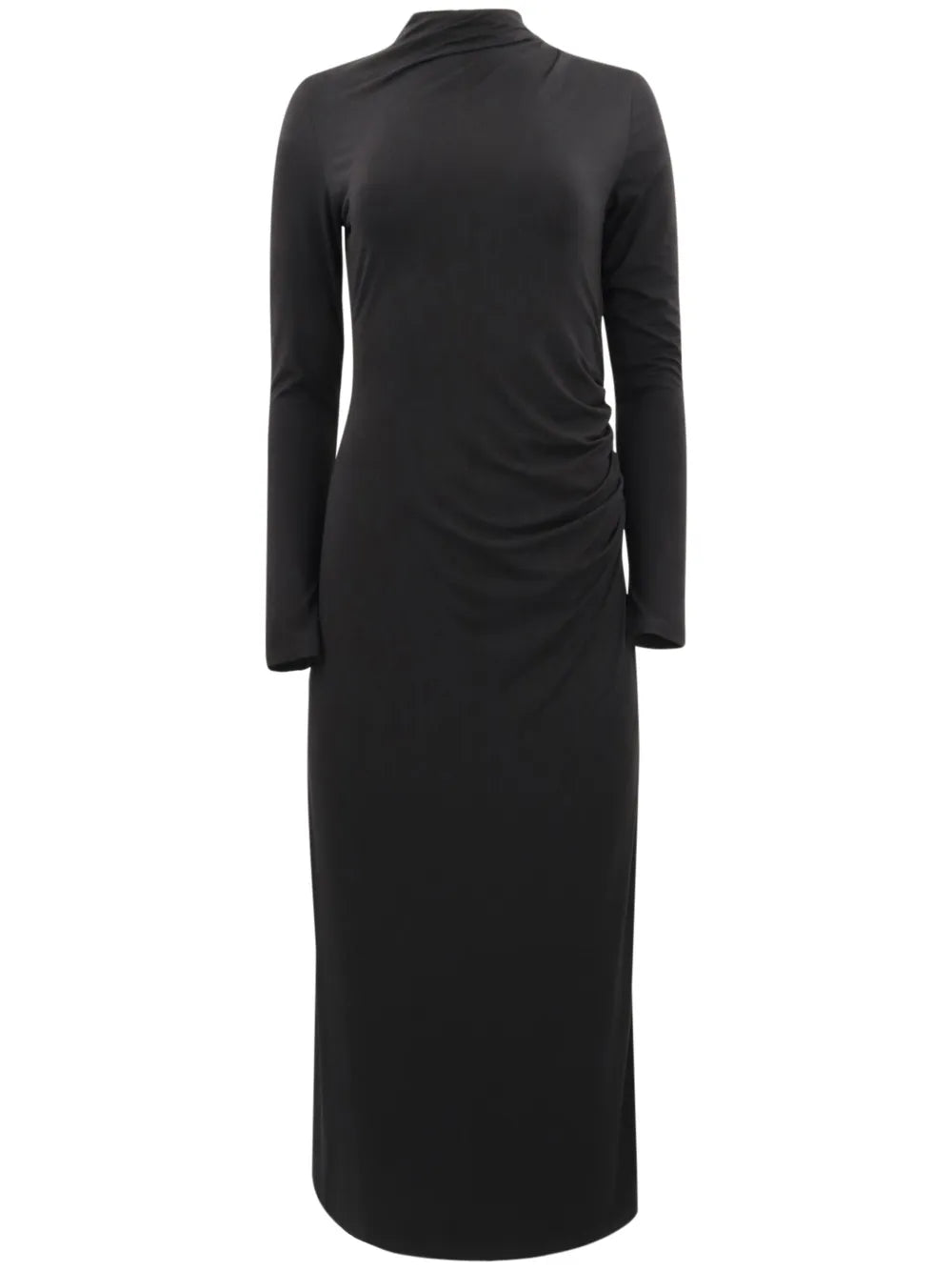 Ruched-Detail Flared Midi Dress