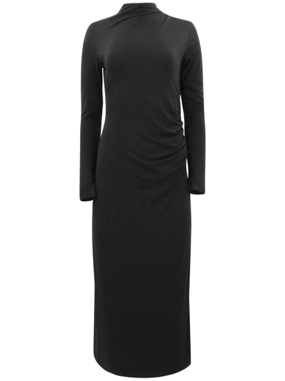 Ruched-Detail Flared Midi Dress
