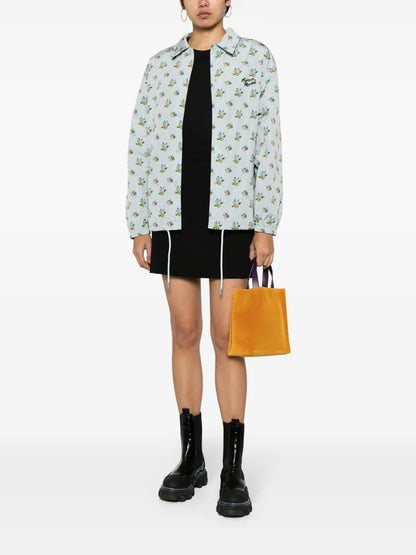 Floral-Print Press-Stud Jacket