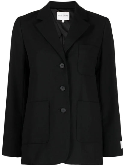 Logo-Tag Textured Single-Breasted Blazer