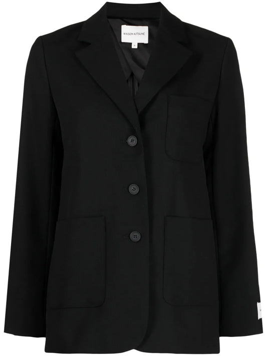 Logo-Tag Textured Single-Breasted Blazer