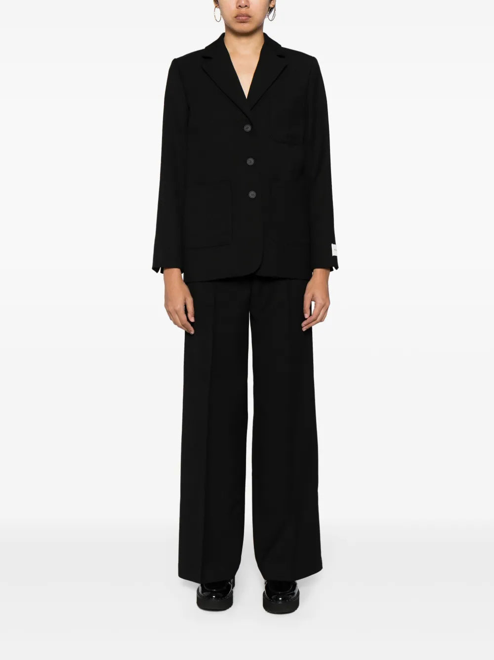 Logo-Tag Textured Single-Breasted Blazer
