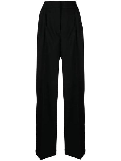 Pleated Wool-Blend Wide-Leg Trousers